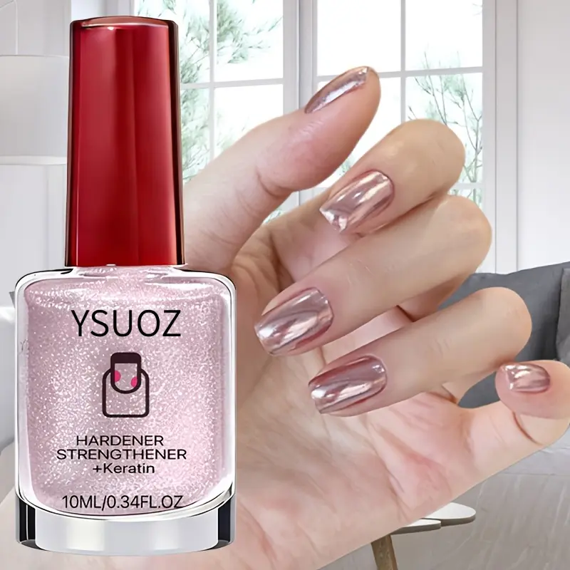 Rose Gold Liquid Metal Nail Polish - Non-Baking, Quick-Drying Formula, Glossy Finish, Long-Lasting, Convenient for Salon-Level At-Home Nail Care