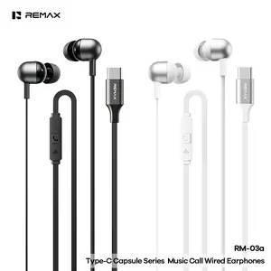REMAX Wired Semi-In-Ear Earphones, High-Quality Sound, Popular Capsule Design, Portable Flat Cable Music Headphones RM-03