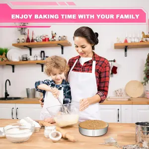 8 Inch Cake Pan Set of 2, Stainless Steel Round Layer Cake Baking Pans Tins, Non-Toxic & Healthy, Leak-proof & Easy Clean & Dishwasher Safe