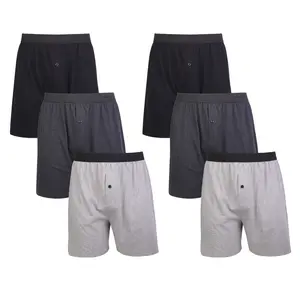 Knocker Mens Boxer Briefs Cotton 6-Pack Menswear Plain Boxers Underwear Sets with Elastic Band and Button Fly for Comfort and Durability