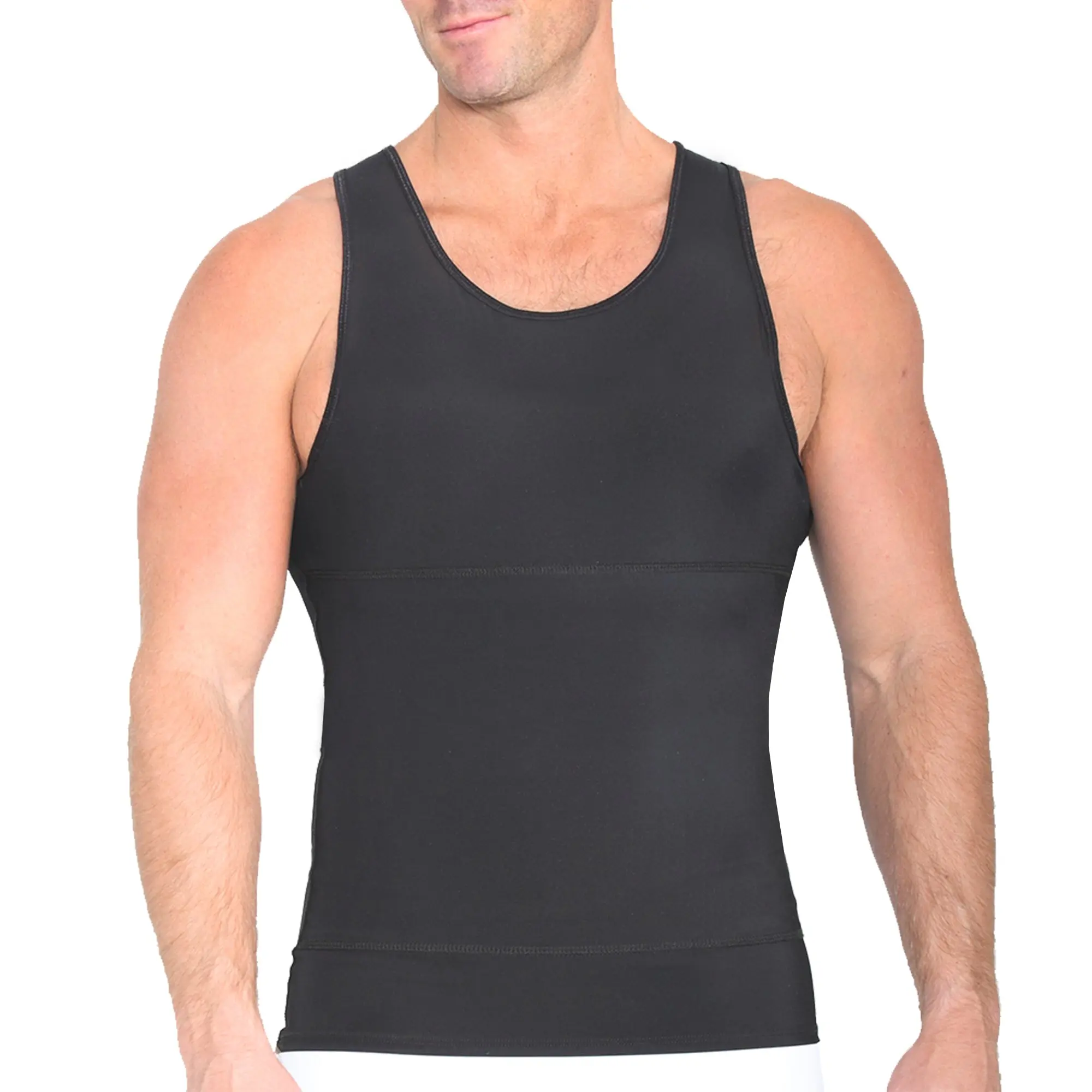 INSTA SLIM Racerback Compression Tank with Front Panel Belt 1TRBB021 – Men’s Sleeveless Performance Tank, Structured Front Support, 4-Way Stretch Fabric, Breathable & Lightweight, Made in USA
