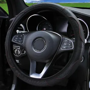 Car PU Leather Steering Wheel Cover, Interior Universal Non-slip Steering Wheel Cover, Waterproof Comfortable Steering Wheel Cover