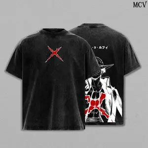 Sun God Joy Boy Washed Tee – OnePiecees Anime Vintage Oversized Heavy Cotton Graphic T-Shirt, Streetwear Casual Manga Fan Gift