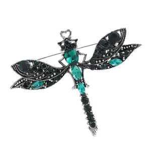 Stylish Rhinestones Dragonflies Brooch Lapel Pin for Parties and Event