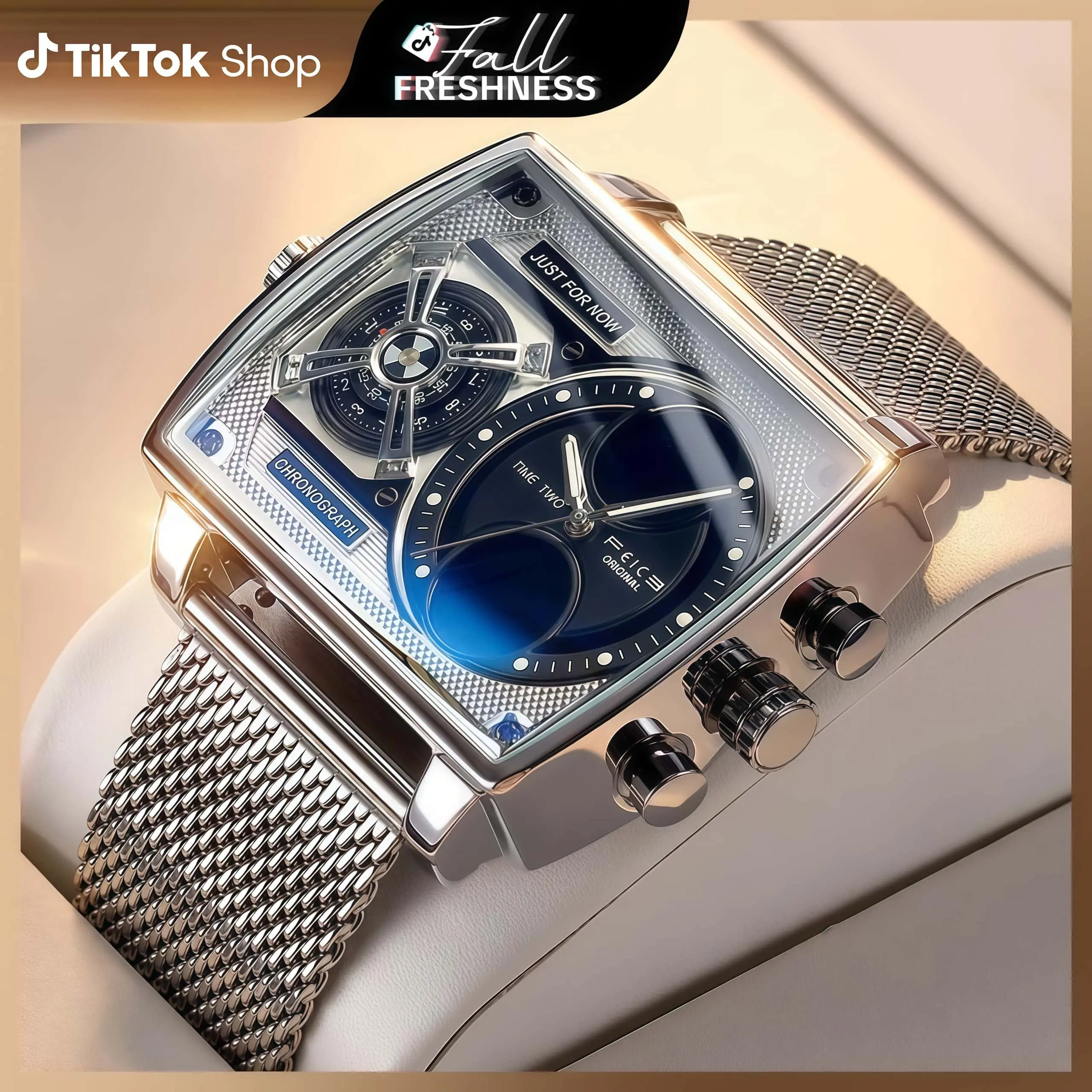 FEICE New Personality Multifunctional Men's Watch Square Large dial Trendy Fashion Men's Watch Night Glow Waterproof FallFreshness