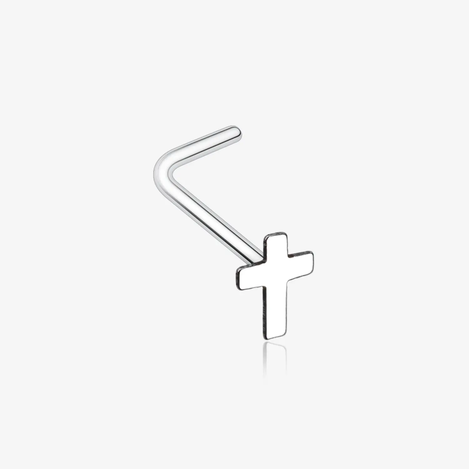 Dainty Cross Icon L-Shaped Nose Ring