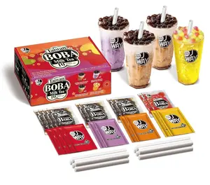 J WAY Instant Boba Bubble Milk Fruity Tea Mix Kit - 77.4g x 10 Pack