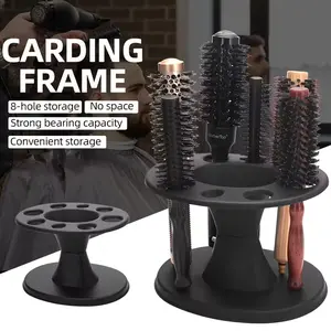 Salon-Quality Round Hair Brush Organizer Durable Plastic 2-Tier Storage with 8-Hole Compartments for Brushes Combs & Accessories Compact Space-Saving Design for Home & Salon Use Hair Salon Supplies Accessory Holder