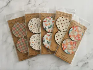 Cute Car Coasters, Set of 2, Cute Aesthetic Car Coasters, New Car Gift, Gifts for Her, Flowers and Butterflies Car Essentials for Girls Women, Car Interior, Cup Holder for Car