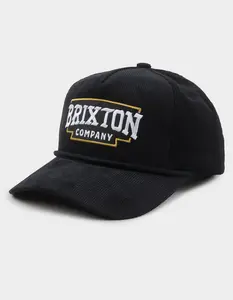 BRIXTON Mens Pierson Corduroy NetPlus® Snapback Hat, Black Combo BRIXTON Mens Pierson Corduroy NetPlus® Snapback Hat, Black Combo