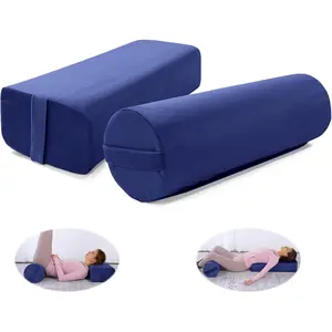 Yoga Bolster Set, Velvet Cover High Density Foam Pillows for Restorative Yoga and Meditation, Rectangular and Cylinder Bolster Pillow Meditation Cushion Pillow For Women Leg