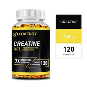 Xemenry - Creatine Hydrochloride Capsules - 750mg per serving - Muscle Nutrition Supplement - 120 capsules - Easy to carry