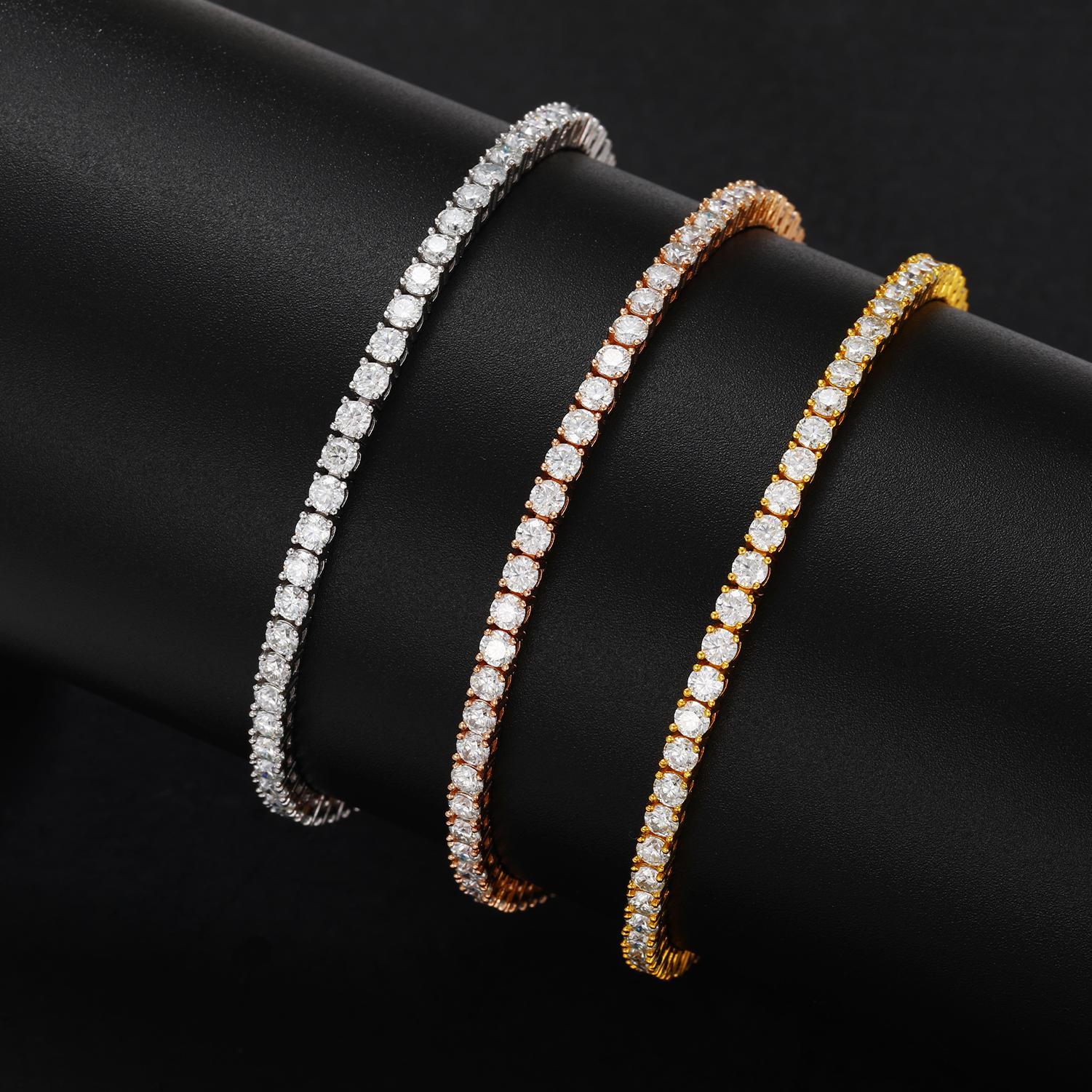 ICEOUTBOX 100% Real S925 D VVS Moissanite Tennis Bracelet For Women Men 925 Sterling Silver Sparkling Wedding Party Fine Jewelry