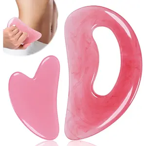 FDKJEJC Body Gua Sha Tool Cellulite Guasha Tool for Body Body Massage Tools (Natural Resin) Lymphatic Drainage Tool Guasha Tool for Face，Back, Legs, Women's Body Shaping Tools (Pink)