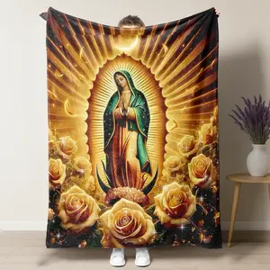 Mary Garden Themed 60 x 80 " Velvet Blanket, Soft Office Bedding Blanket Plush Thin, Holiday Giftidea