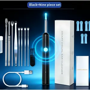 1080P HD EarWax Removal Tool with Camera 6 Ear Spoons Set Rechargeable USB Battery Dual Power Safe Ear Care Gentle Round Handle Version wax wax removal tool smart visual wide-angle cleaner kit