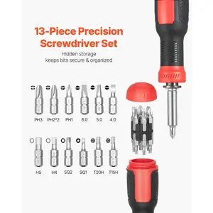 VEVOR Screwdriver Set, 13 in 1 Magnetic Multi Bit Mini Nut Driver Set, Phillips, Flat Head, Torx, Square Bits for Men, Manual Precision Repair Tool Kit for Sockets, Furniture, Home Appliances, Cars