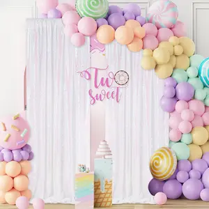 White Iridescent Sequin Backdrop 2 Panels 2FTx8FT Glitter Party Backdrop for Girls Birthday Decorations Banners Photo Round Wedding Ornaments