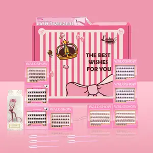 Self-adhesive False Eyelashes Kit, 1 Set False Eyelashes & Tweezers & Brushes & Eyelash Curler, Eye Makeup Enhancement Tool for Women