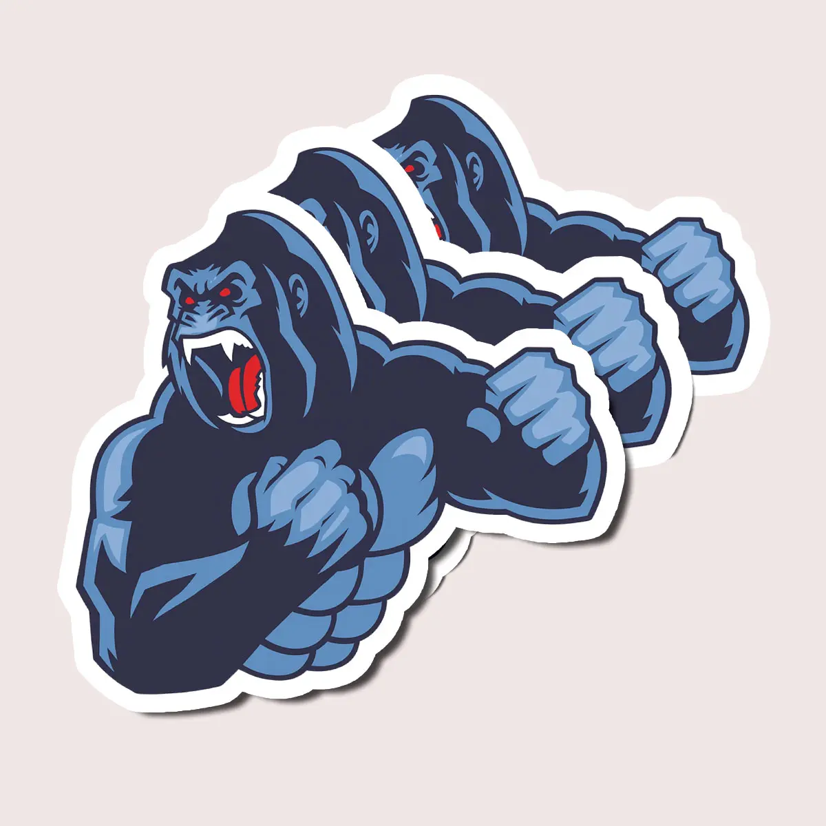 Angry Gorilla Sticker, Fierce Beast Decal for Gym, Sports, Trucks, Laptop, Bodybuilding Motivational Ape Sticker