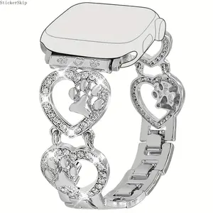 2026 Women’s Heart & Paw Print Watch Band, Stylish Cute Replacement Strap Compatible with Apple Watch 38mm 40mm 41mm 42mm 44mm 45mm, Soft Comfortable Fashion Wristband, Aesthetic Jewelry Accessory for Girls Daily Party Holiday Wear