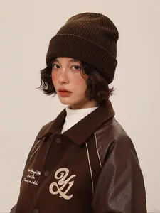 Solid Color Beanie Hat, Casual Warm Knit Hat for Fall & Winter, Fashion Accessories for Both Men & Women