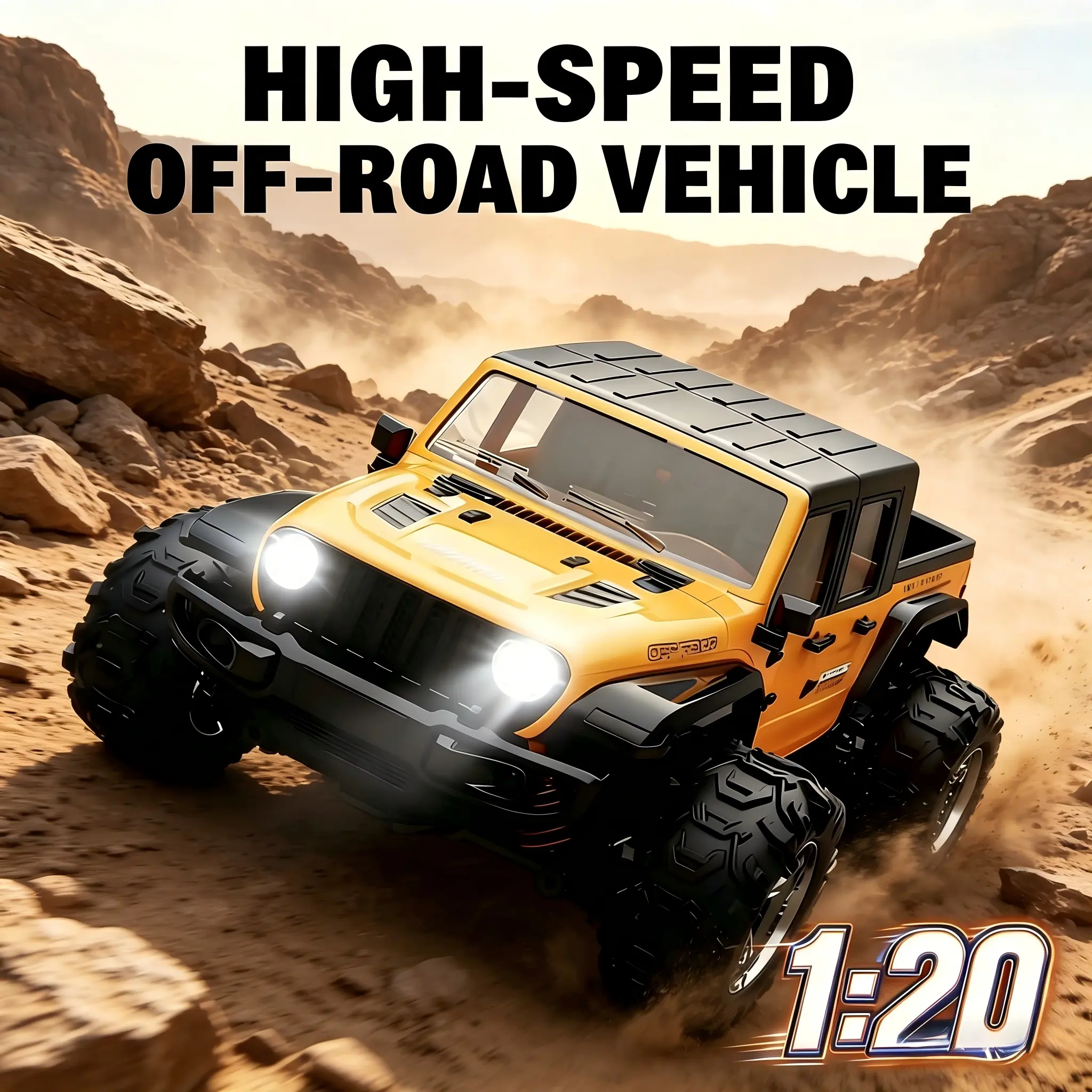 1:20 RC Pickup Truck, 4WD All Terrain Off-Road Remote Control Car, 40KM/H High Speed 2.4GHz RC Truck Toy Gift for Boys Teens Adults
