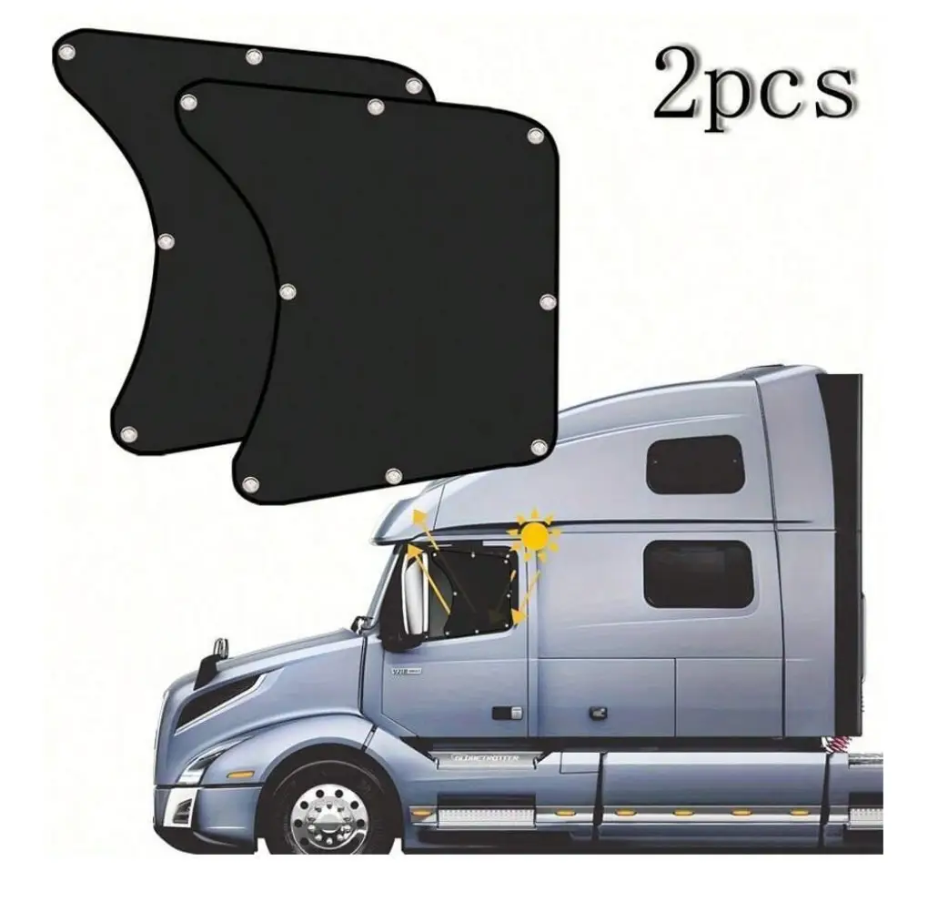 (2 Pack) Large Side Window Sun Shade for Semi-Trucks – 24"x22" UV Protection for Freightliner Cascadia, Volvo VNL, International Trucks accessories