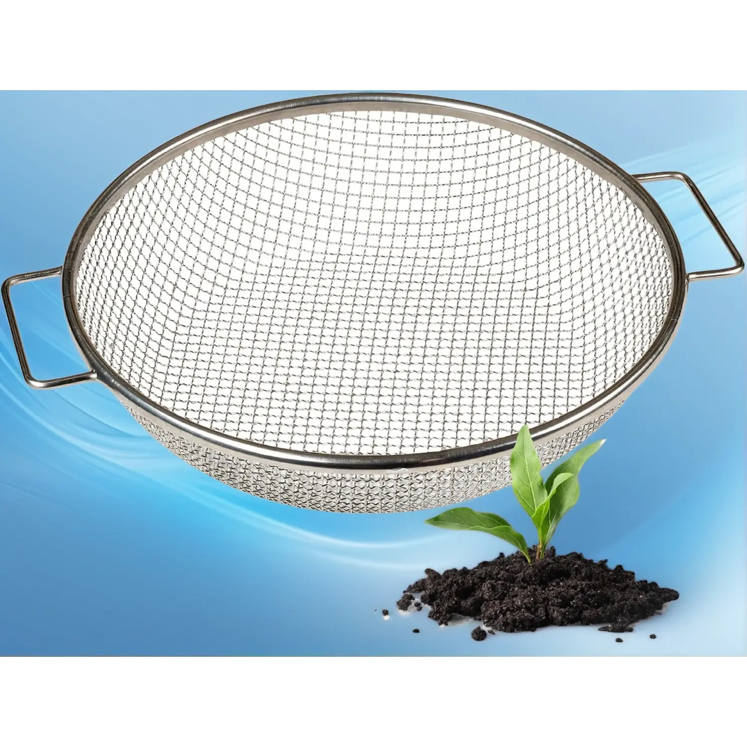 Round Soil Sifter for 5-Gallon Bucket (1/4-inch Mesh), Stainless Steel Garden Sieve with Handles