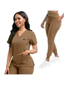 Comfortable Leisure Care Center Work Clothes Wholesale Price Clinical Uniform Woman Hospital Doctor Work Wear Nurse Clothing Short Sleeved Top Jogging Pants Set