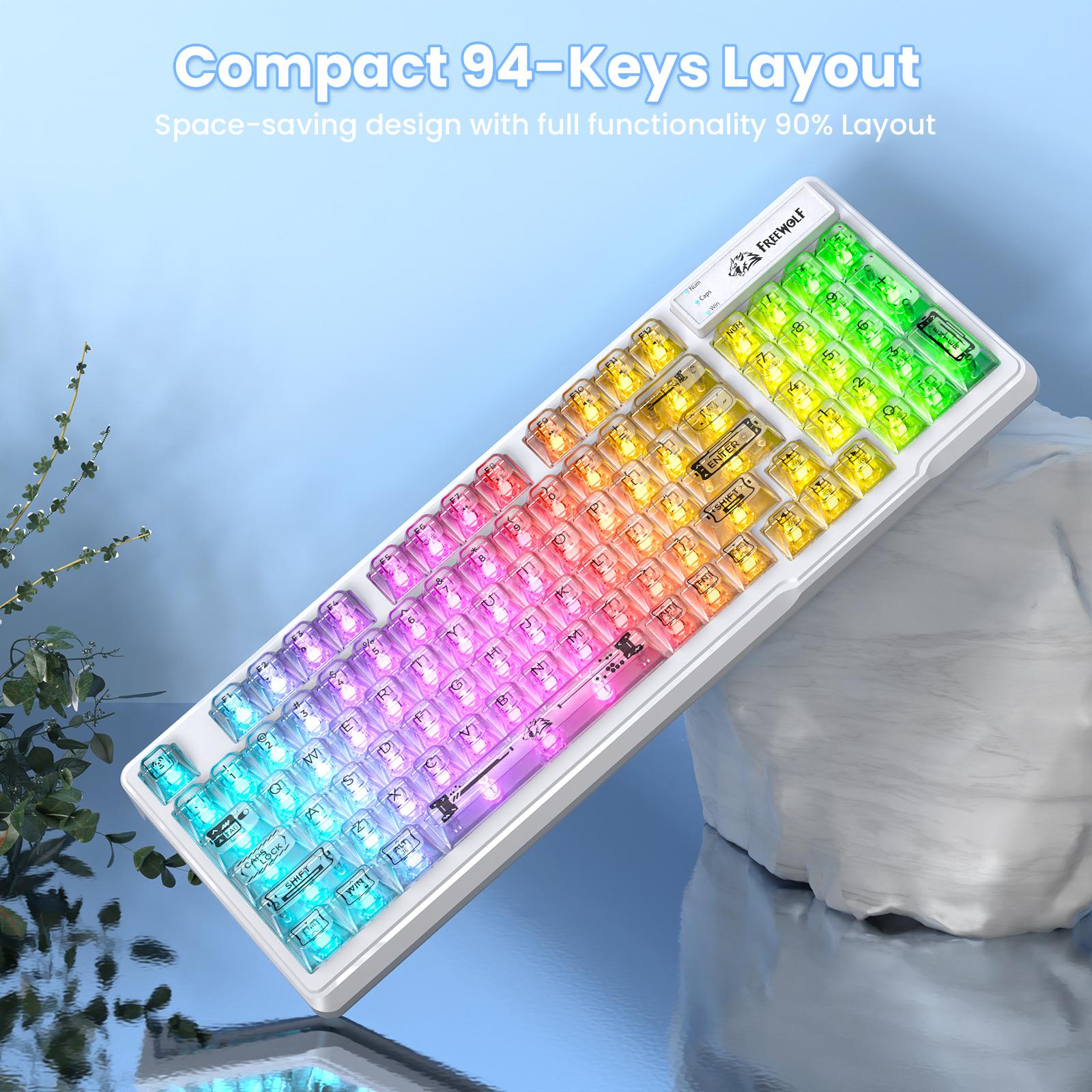 M95 Transparent Membrane Keyboard with Clear Keycap,Wired Gaming Keyboard with RGB Backlit, 94 Silent Keys with Mechanical Feeling,26-Key Anti-ghosting,for Mac/Windows