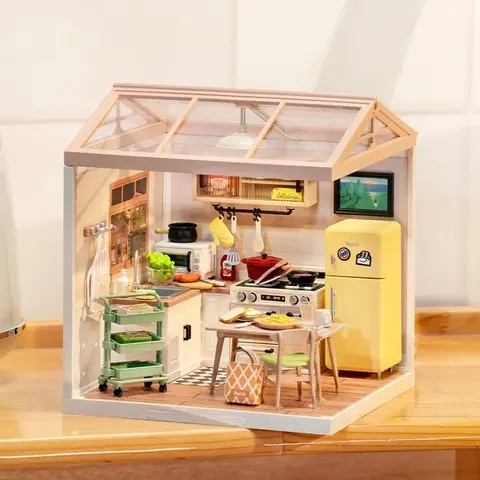 Rolife 3-in-1 DIY Miniature Dollhouse Kit, Super Store Series Plastic Building Blocks, 1:20 Scale Display w/ Fridge & Storage, 45min Assembly Time for Craft Hobbyists, Miniature Houses Gift