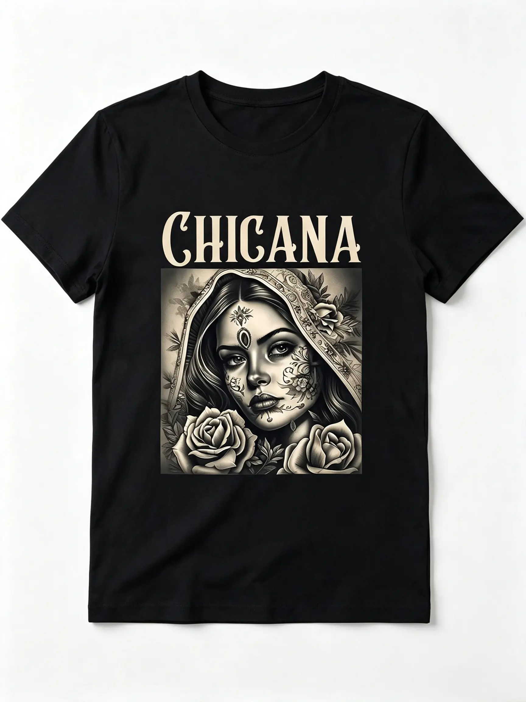 100% Cotton Unisex Chicana Chola Style Lowrider Clothes Mexican American Latina T-Shirt Casual Top