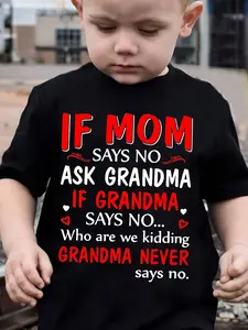 If Mom Says No Ask Grandma" Toddler T-Shirt | Funny Grandma Kids Tee | Cute Grandson Gift for Boys