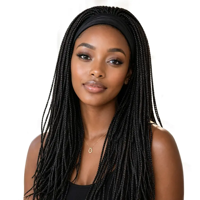 Natural Looking Straight Braided Wig Suitable for African American Women - Heat-Resistant Synthetic Hair with Glueless Rose Net Cap, Dreadl Adjustable Strap Hair,Cornrow Braid Wig Breathable cap,for Daily Work, Party & Cosplay