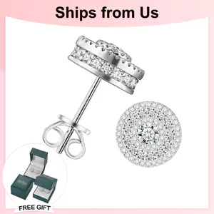 Unisex 925 Sterling Silver Moissanite Stud Earrings – 14K Gold Tone Diamond Look Earrings for Men & Women, Iced Out Moissanite Jewelry Gift [E570]