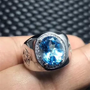 1pc Blue Topaz Men’s Statement Ring.Suitable for Holiday Parties, Dances, Christmas, Thanksgiving, Daily Wear, Wedding Engagement Rings,rings for men, men accessories, men's valentine's