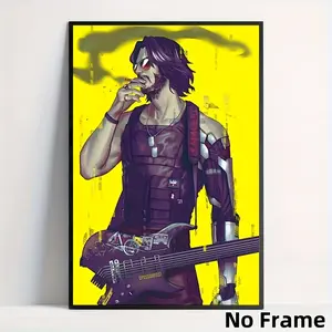 [Flat] 1pc Sci-fi Edger Art Poster - High-Quality Canvas Wall Decoration, 30.48x 45.72cm , Bright Yellow Background, Unique Gift, Suitable for Living Room, Bedroom or Corridor, Reusable Fabric Print, Frame Not Included, Bedroom Artwork| Bold Graphic Print