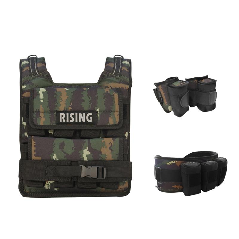 RISING Camouflage Adjustable Weighted Vest 2.5-40LB with Removable Weights for Enhanced Training Versatile Fitness Gear