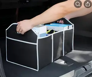 Universal Car Trunk Organizer Portable Foldable Storage Bag with 3 Compartments for Easy Organization No Warranty