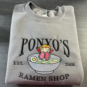 Embroidered PONYO Unisex Crewneck Sweatshirt, Funny Ponyo Sweater, Ghibli Studio Merch, Anime Shirt