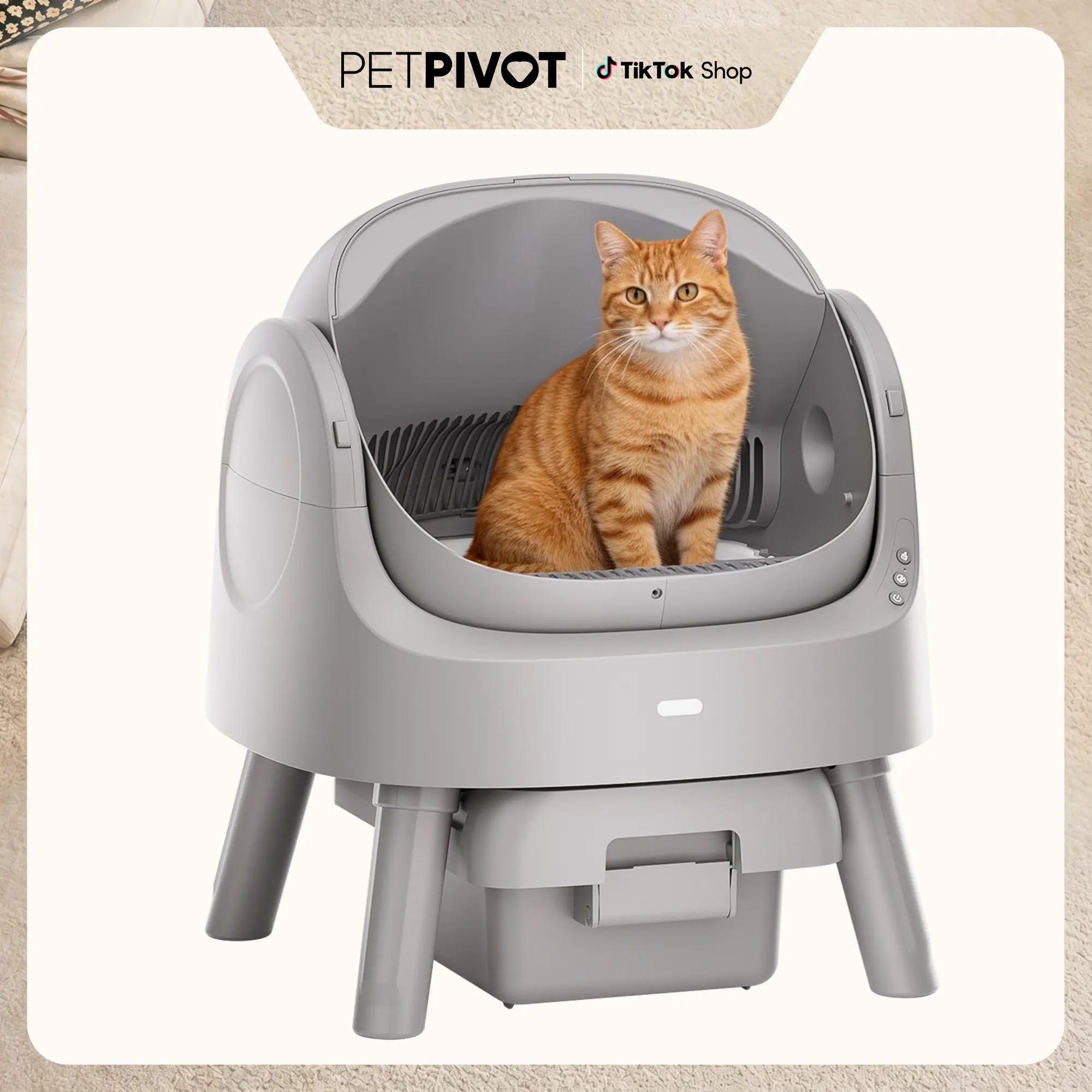 PetPivot AutoScooper Open-Top Automatic Self-Cleaning Cat Litter Box - Pull & Wrap, Odor-Free, Sealed Drawer Odor Traps, Up to 14 Days Scoop-Free, 6.5L/1.72Gal & 7L/1.85Gal Capacities, Limited-Time 80 Total Waste Bags (Extra 60 Included), Back to school