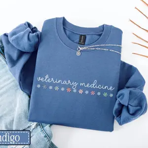 Veterinary Medicine Sweatshirt • Vet Med Flower Sweater • Vet Tech Work Crewneck • Veterinary Technician Gift • Veterinarian Floral Pullover
