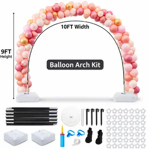9FT x 10FT Adjustable Balloon Arch Stand Kit - Complete Party Decoration Set with Water-Fillable Base, Photo-Ready for Weddings, Birthdays