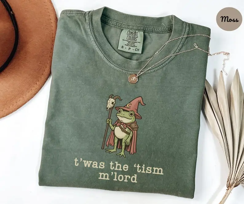 Comfort Colors Twas The Tism Mlord Shirt, Funny Autism Frog Wizard Tee, Neurodiversity Gift, Weirdcore Medieval Frog Shirt Fantasy Tee