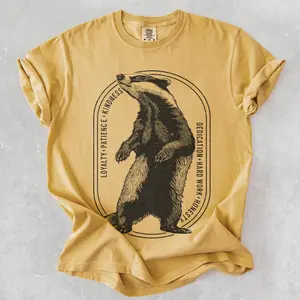 Comfort Colors Honey Badger House T-shirt, HP Wizard Worlds Lover Tee, Cinephile Bookish Gift For Friends