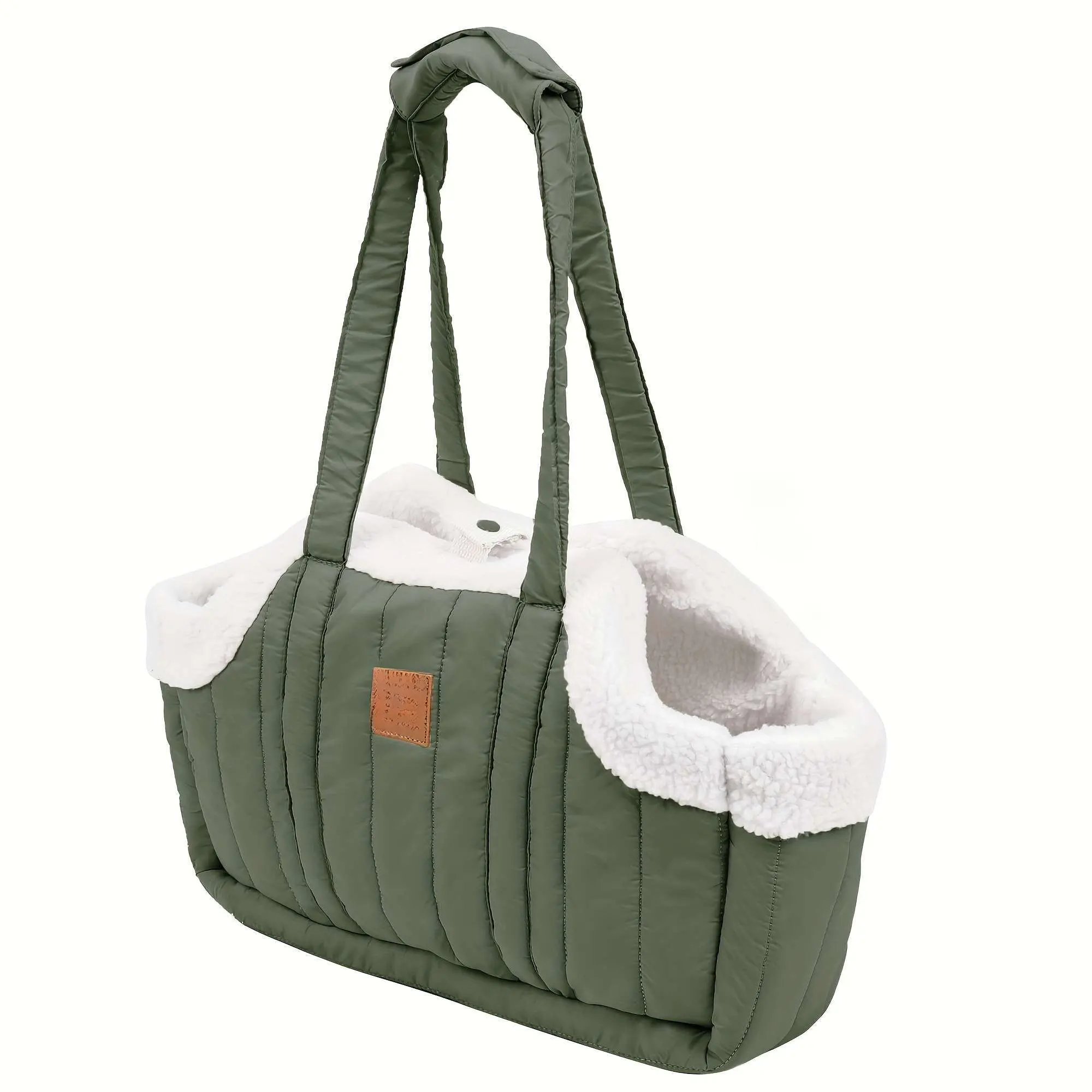Pet Carrier Winter Handbag with Snap Closure - Cozy Warmth for Chilly Conditions, Available in Brown, Black, Beige, Pink, Green, Blue