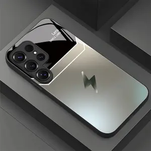 2026 New Tempered Glass Phone Case with TPU, Creative Lightning Pattern, Waterproof for Samsung S26 Ultra, S26 Plus, S25 FE, S25 Ultra