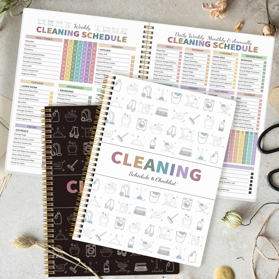 Household Cleaning Plan Book, Daily Weekly Monthly Annual Clean List ...