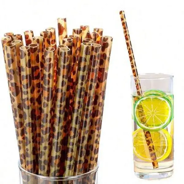 21 PCS Reusable Leopard Print Drinking Straws - 9-inch Straws, Iced Coffee, Juice, Smoothies, Party & Home Daily Use, Bar Accessories (Copy)